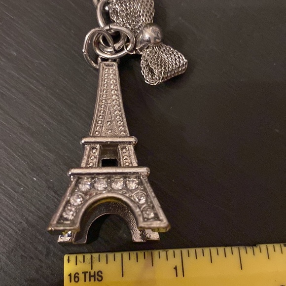 Eiffel Tower Keychain with Rhinestones and bow on Top 1.5" - Picture 5 of 6